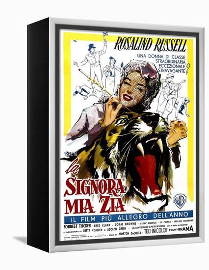 Auntie Mame, (AKA La Signora Mia Zia), Italian Poster Art, Rosalind Russell, 1958-null-Framed Stretched Canvas