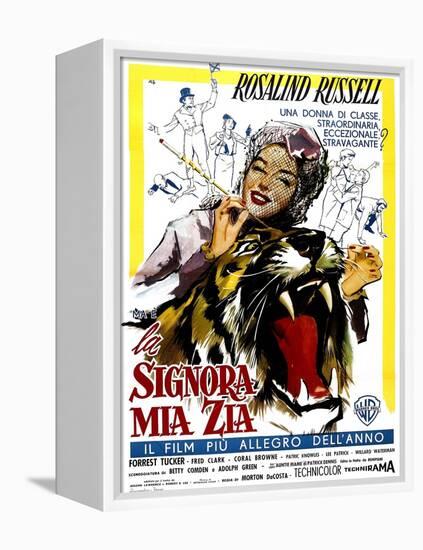 Auntie Mame, (AKA La Signora Mia Zia), Italian Poster Art, Rosalind Russell, 1958-null-Framed Stretched Canvas