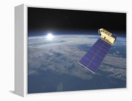 Aura Satellite Orbiting Earth and Rising Sun-null-Framed Stretched Canvas