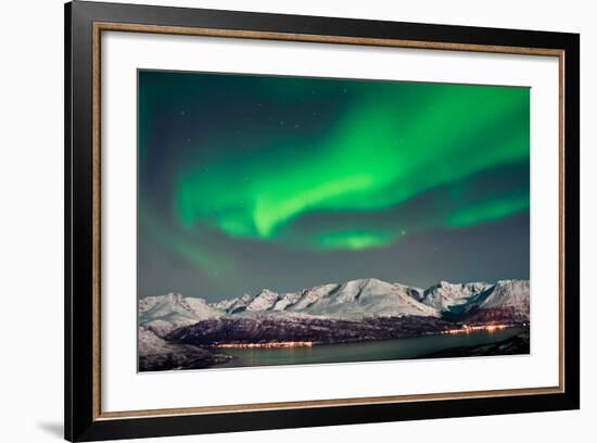 Aurora above Fjords in Norway-Strahil Dimitrov-Framed Photographic Print