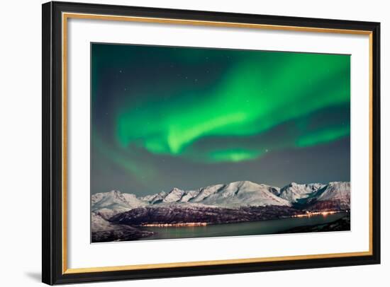 Aurora above Fjords in Norway-Strahil Dimitrov-Framed Photographic Print