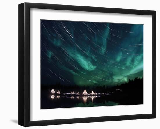 Aurora And Star Trails-Stocktrek Images-Framed Photographic Print