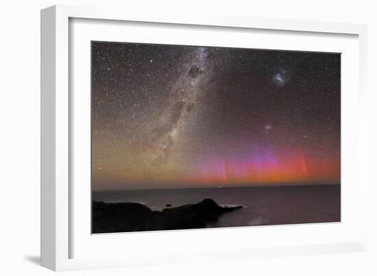 Aurora Australis And Milky Way-Alex Cherney-Framed Photographic Print