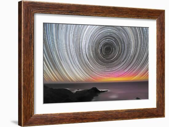 Aurora Australis And Star Trails-Alex Cherney-Framed Photographic Print