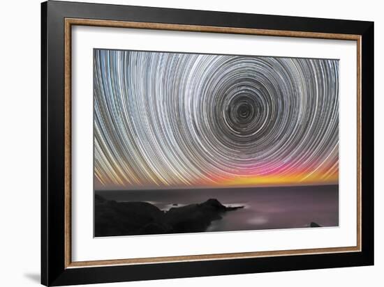 Aurora Australis And Star Trails-Alex Cherney-Framed Photographic Print