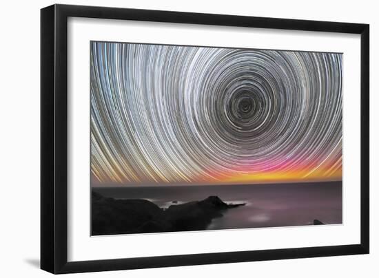 Aurora Australis And Star Trails-Alex Cherney-Framed Photographic Print