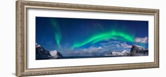 Aurora Borealis Above Flaget Bay, Lofoten, Nordland, Norway-null-Framed Photographic Print