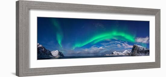 Aurora Borealis Above Flaget Bay, Lofoten, Nordland, Norway-null-Framed Photographic Print