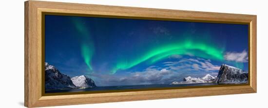 Aurora Borealis Above Flaget Bay, Lofoten, Nordland, Norway-null-Framed Premier Image Canvas