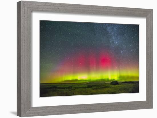 Aurora Borealis Above Grasslands National Park in Saskatchewan, Canada-Stocktrek Images-Framed Photographic Print