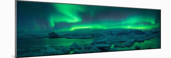 Aurora borealis above Jokulsarlon glacier lagoon, Iceland-null-Mounted Photographic Print