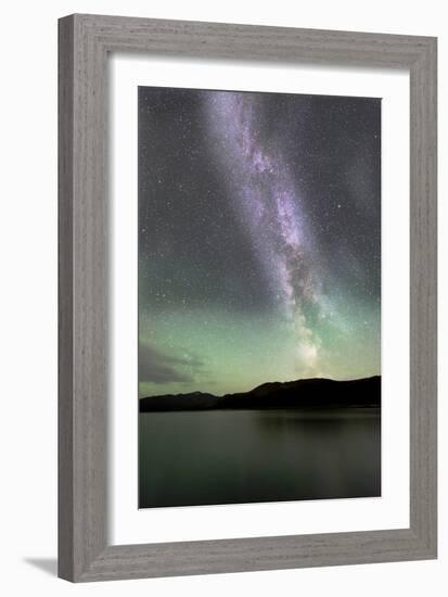 Aurora Borealis and Milky Way Above Fish Lake, Yukon, Canada-null-Framed Photographic Print