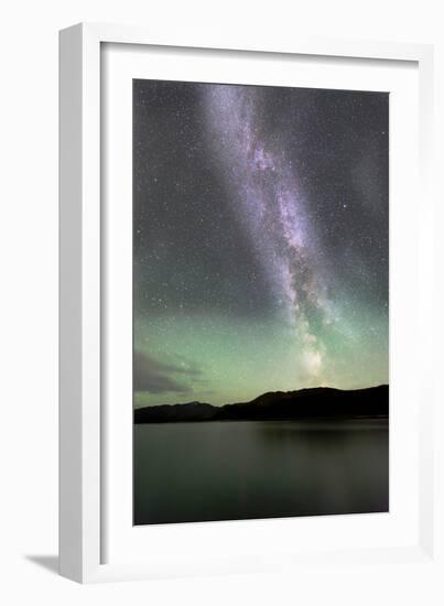 Aurora Borealis and Milky Way Above Fish Lake, Yukon, Canada-null-Framed Photographic Print