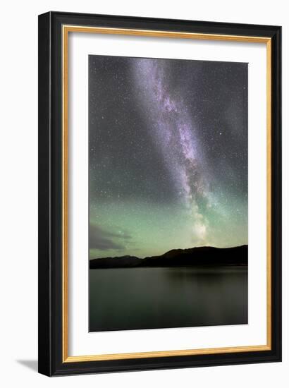 Aurora Borealis and Milky Way Above Fish Lake, Yukon, Canada-null-Framed Photographic Print