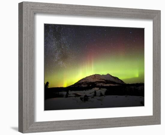 Aurora Borealis And Milky Way Over Carcross Dessert, Canada-Stocktrek Images-Framed Photographic Print