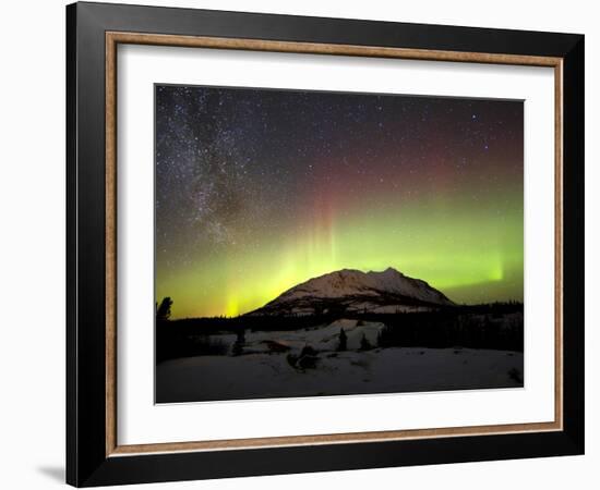 Aurora Borealis And Milky Way Over Carcross Dessert, Canada-Stocktrek Images-Framed Photographic Print