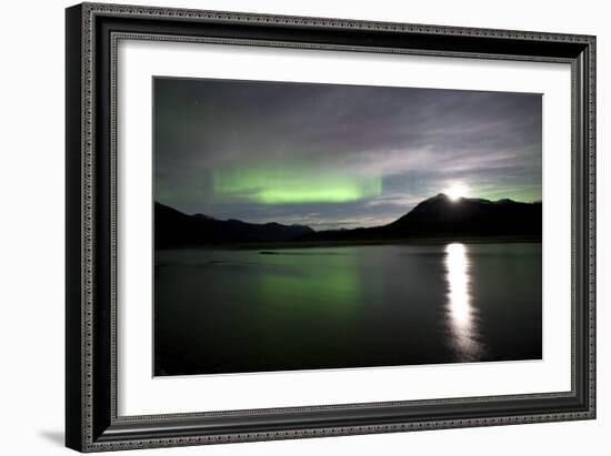 Aurora Borealis And Moon-Chris Madeley-Framed Photographic Print
