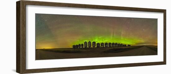 Aurora Borealis Behind Grain Bins on a Country Road in Alberta, Canada-Stocktrek Images-Framed Photographic Print