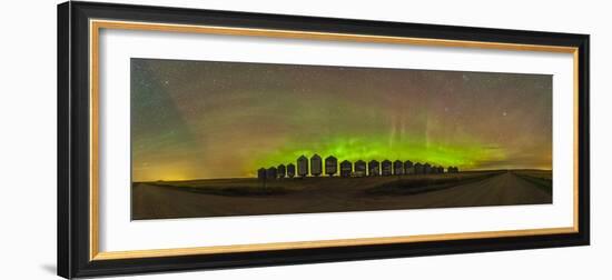 Aurora Borealis Behind Grain Bins on a Country Road in Alberta, Canada-Stocktrek Images-Framed Photographic Print