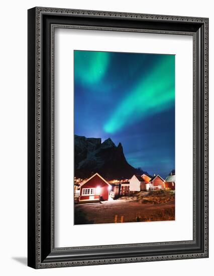 Aurora Borealis (Northern Lights), Reine, Moskenesoy, Lofoten Islands, Norway, Scandinavia, Europe-Christian Kober-Framed Photographic Print