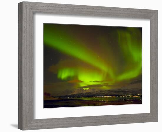 Aurora Borealis (Northern Lights) Seen over the Lyngen Alps, from Sjursnes, Ullsfjord, Troms, North-Neale Clark-Framed Photographic Print