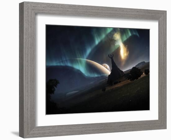 Aurora Borealis On An Imaginative Earth-like Planet-Stocktrek Images-Framed Photographic Print