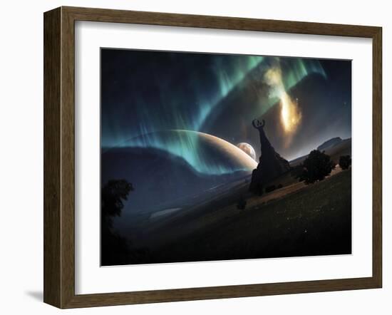 Aurora Borealis On An Imaginative Earth-like Planet-Stocktrek Images-Framed Photographic Print