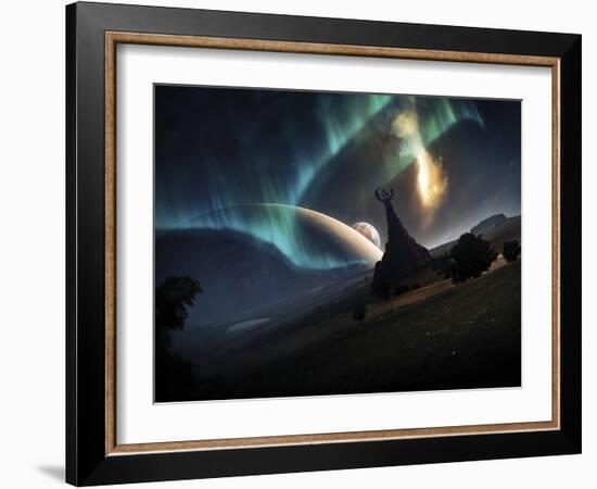 Aurora Borealis On An Imaginative Earth-like Planet-Stocktrek Images-Framed Photographic Print