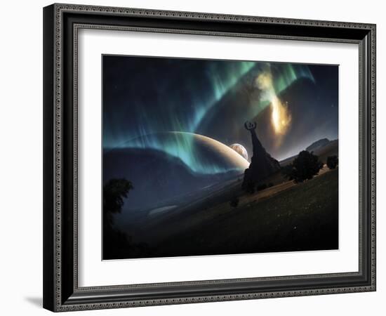 Aurora Borealis On An Imaginative Earth-like Planet-Stocktrek Images-Framed Photographic Print