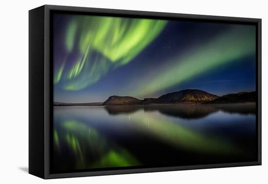 Aurora Borealis or Northern Lights at Lake Thingvallavatn, Thingvellir National Park-null-Framed Premier Image Canvas