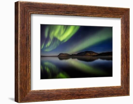 Aurora Borealis or Northern Lights at Lake Thingvallavatn, Thingvellir National Park-null-Framed Photographic Print