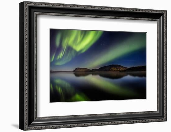 Aurora Borealis or Northern Lights at Lake Thingvallavatn, Thingvellir National Park-null-Framed Photographic Print