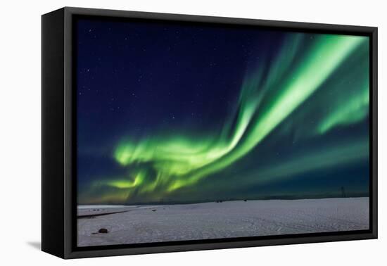 Aurora Borealis or Northern Lights, Iceland, Power Lines by the Jokulsarlon-null-Framed Premier Image Canvas