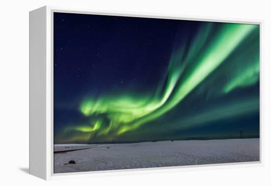 Aurora Borealis or Northern Lights, Iceland, Power Lines by the Jokulsarlon-null-Framed Premier Image Canvas