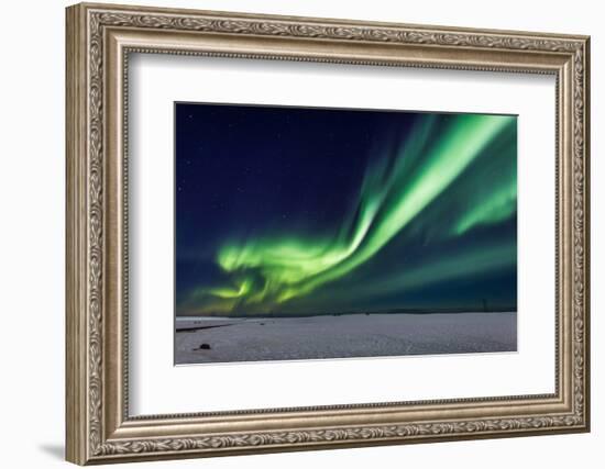 Aurora Borealis or Northern Lights, Iceland, Power Lines by the Jokulsarlon-null-Framed Photographic Print