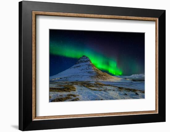 Aurora Borealis or Northern Lights over Mt Kirkjufell, Snaefellsnes Peninsula, Iceland-null-Framed Photographic Print