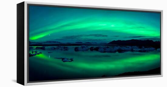 Aurora Borealis or Northern Lights over the Jokulsarlon Lagoon, Iceland-null-Framed Premier Image Canvas