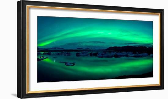 Aurora Borealis or Northern Lights over the Jokulsarlon Lagoon, Iceland-null-Framed Premium Photographic Print