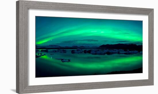 Aurora Borealis or Northern Lights over the Jokulsarlon Lagoon, Iceland-null-Framed Photographic Print