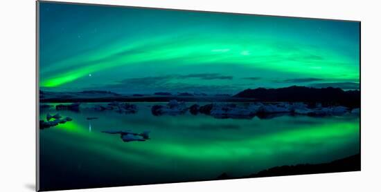 Aurora Borealis or Northern Lights over the Jokulsarlon Lagoon, Iceland-null-Mounted Photographic Print