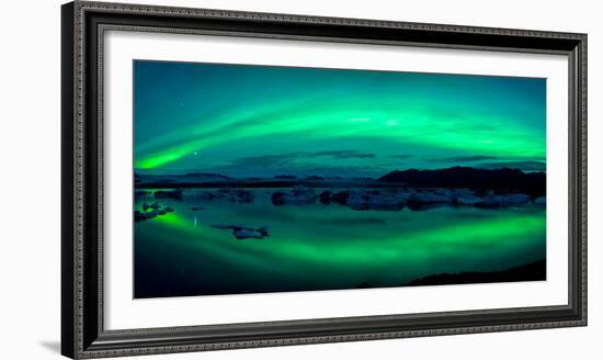 Aurora Borealis or Northern Lights over the Jokulsarlon Lagoon, Iceland-null-Framed Photographic Print