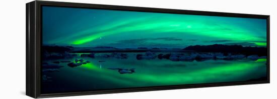 Aurora Borealis or Northern Lights over the Jokulsarlon Lagoon, Iceland-null-Framed Premier Image Canvas