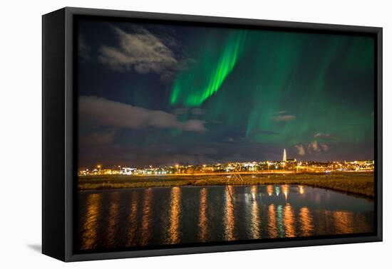 Aurora Borealis or Northern Lights, Reykjavik, Iceland-null-Framed Premier Image Canvas