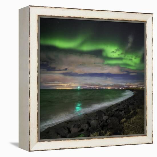 Aurora Borealis or Northern Lights, Reykjavik, Iceland-null-Framed Premier Image Canvas