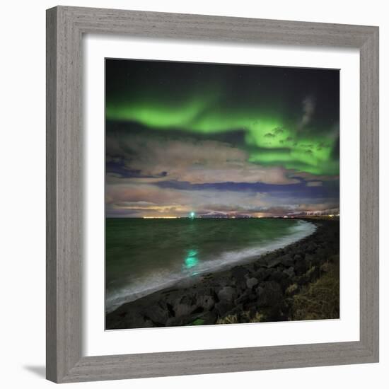 Aurora Borealis or Northern Lights, Reykjavik, Iceland-null-Framed Photographic Print