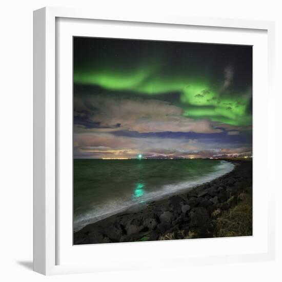 Aurora Borealis or Northern Lights, Reykjavik, Iceland-null-Framed Photographic Print