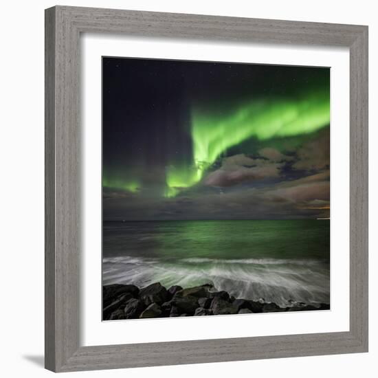 Aurora Borealis or Northern Lights, Seltjarnarnes, Reykjavik, Iceland-Ragnar Th Sigurdsson-Framed Photographic Print