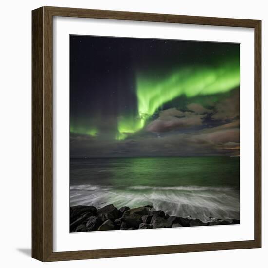 Aurora Borealis or Northern Lights, Seltjarnarnes, Reykjavik, Iceland-Ragnar Th Sigurdsson-Framed Photographic Print