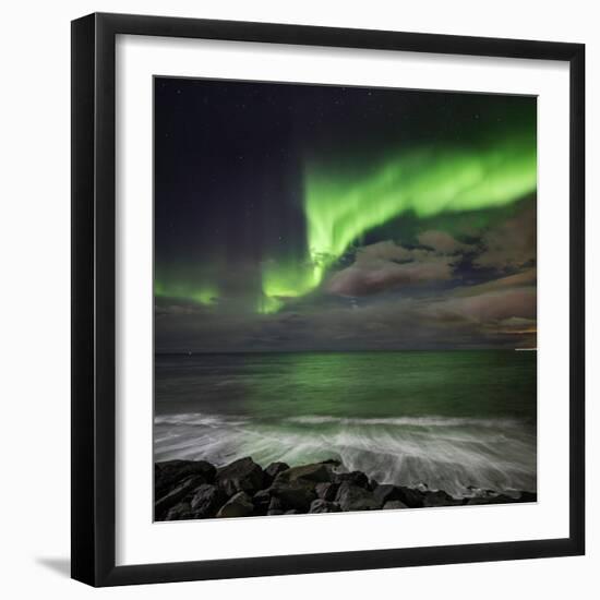 Aurora Borealis or Northern Lights, Seltjarnarnes, Reykjavik, Iceland-Ragnar Th Sigurdsson-Framed Photographic Print