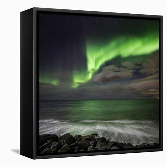 Aurora Borealis or Northern Lights, Seltjarnarnes, Reykjavik, Iceland-Ragnar Th Sigurdsson-Framed Premier Image Canvas